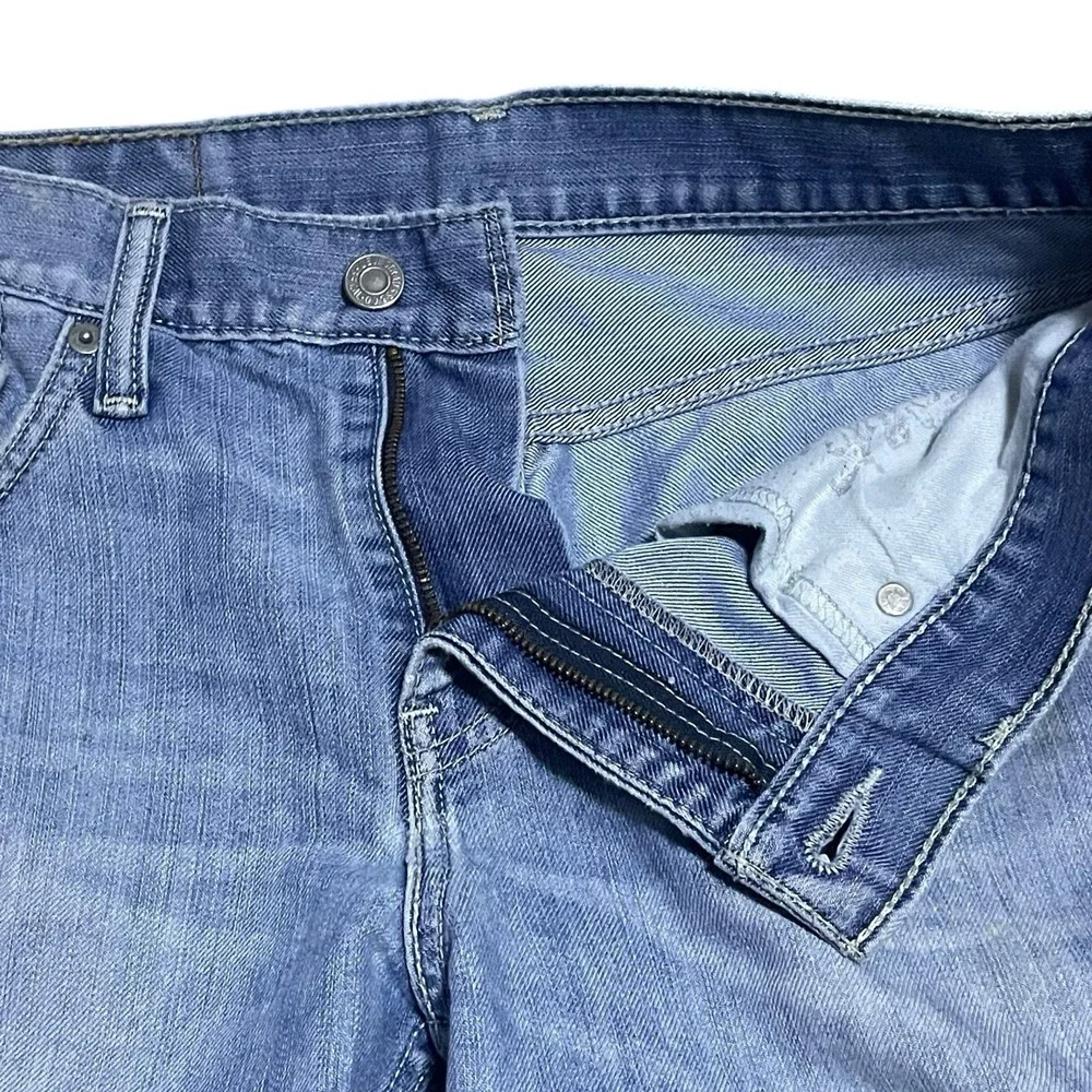 Levis 511 Jeans Slim Fit Medium Wash‎ Stretch Denim Mens 34x34 Blue Distressed